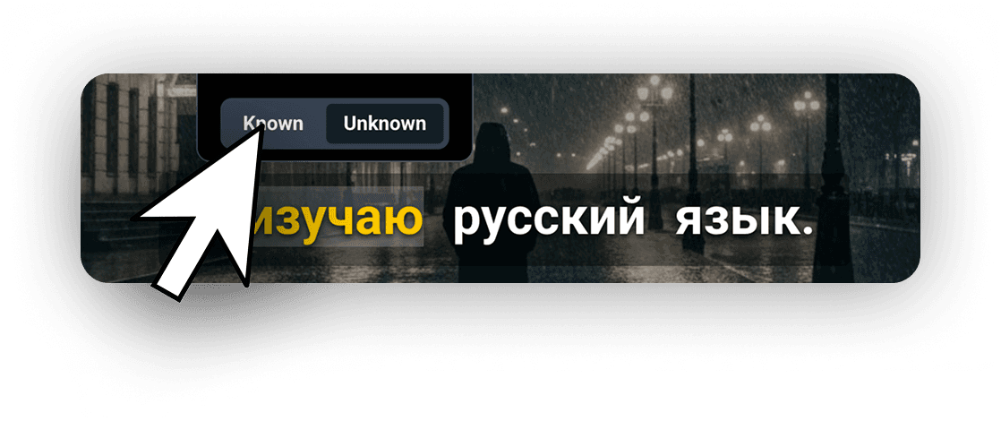 Example of marking a word as known in Bingy to track vocabulary progress
